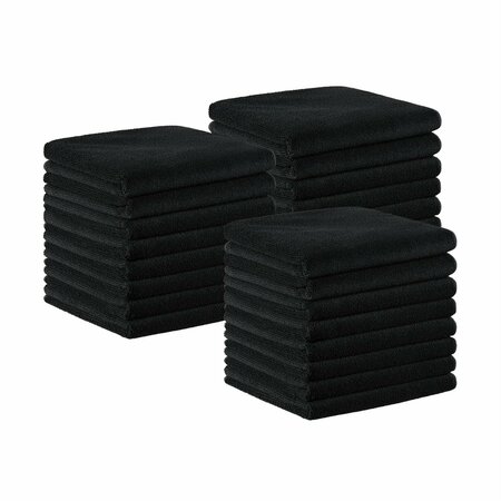 MONARCH BRANDS Terry Microfiber Bleach Salon Towels, Black, 192PK M915109BK-CS